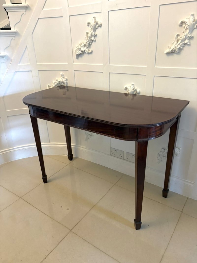 Antique Georgian Mahogany Demi Lune Console Table - Image 5